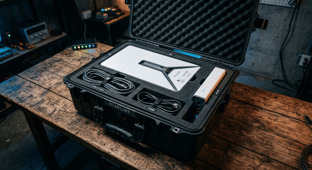 Field Kit Portátil Starlink in its case