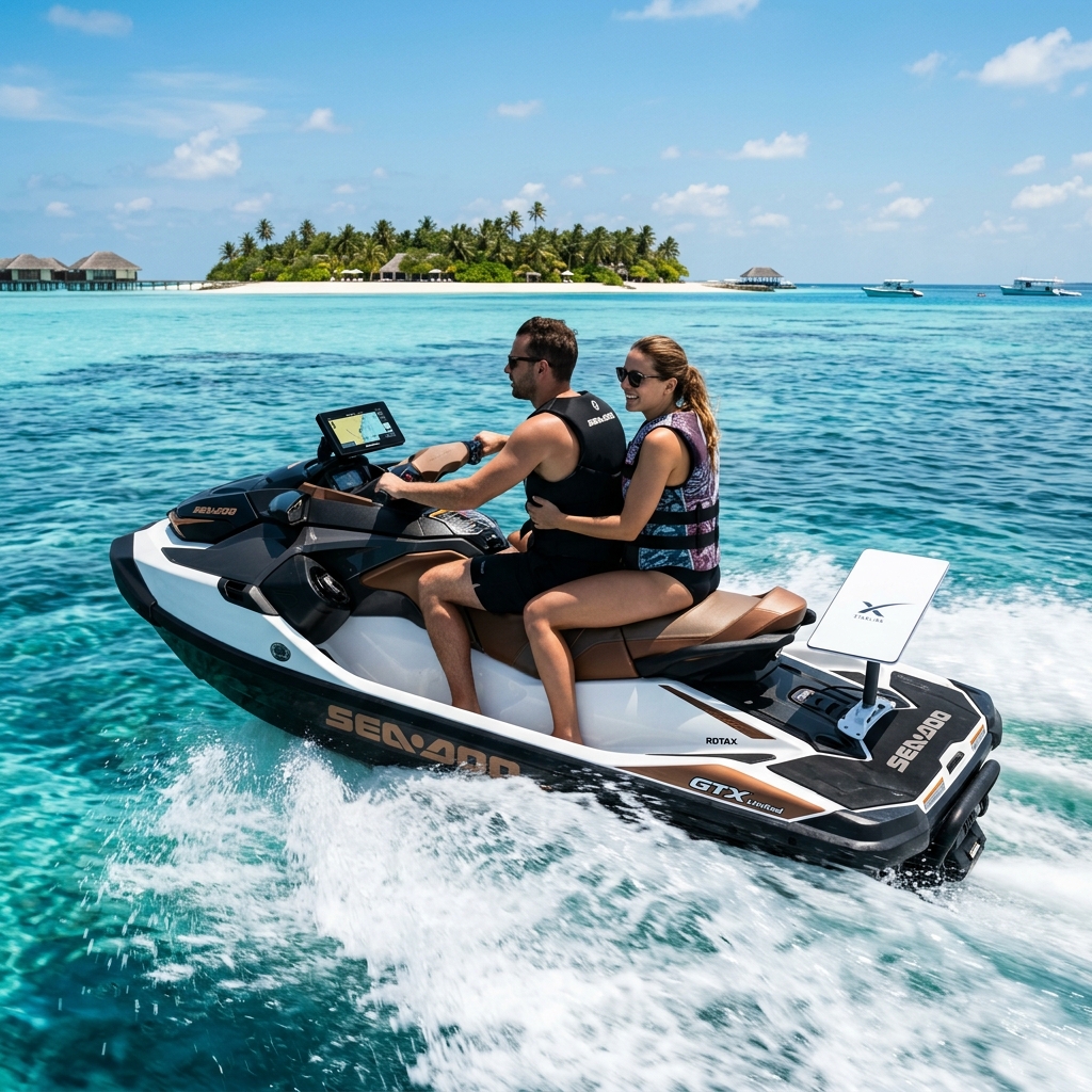 Starlink precision connectivity on a Jet Ski
